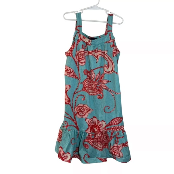 Gap Kids Girls Dress Size Large 10 Sleeveless Patterned Spring Summer Blue Pink - Picture 1 of 5